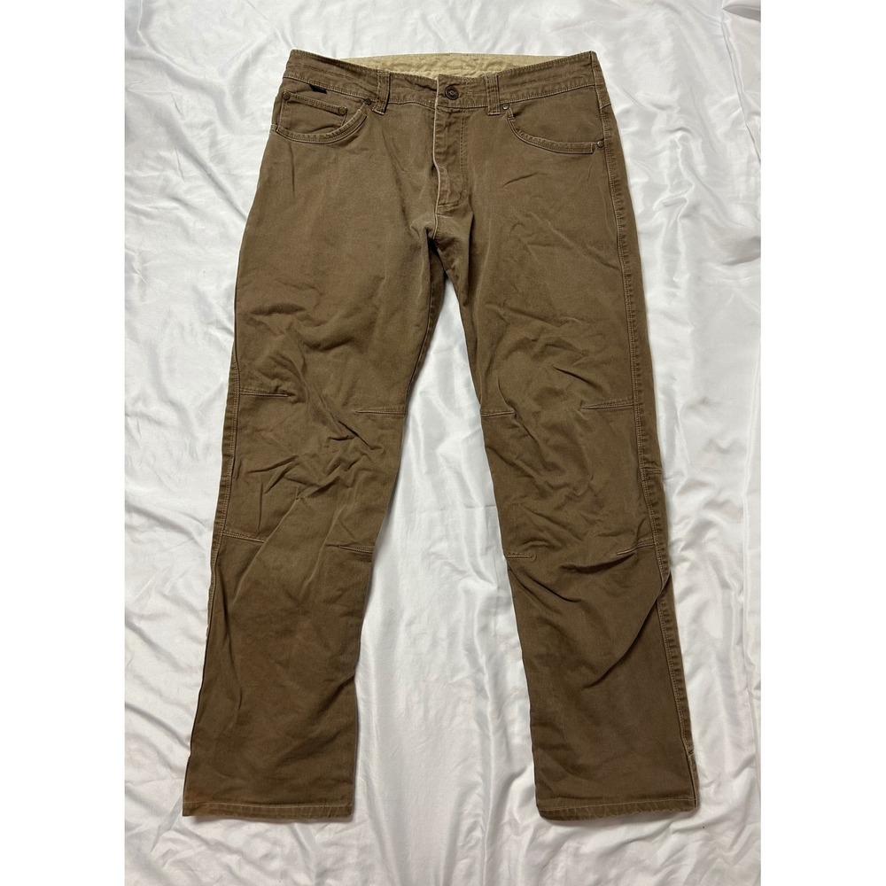 Kuhl Rydr Mens 33x32 Brown Euro Twill Articulated Knee Hiking Work Canvas Pants